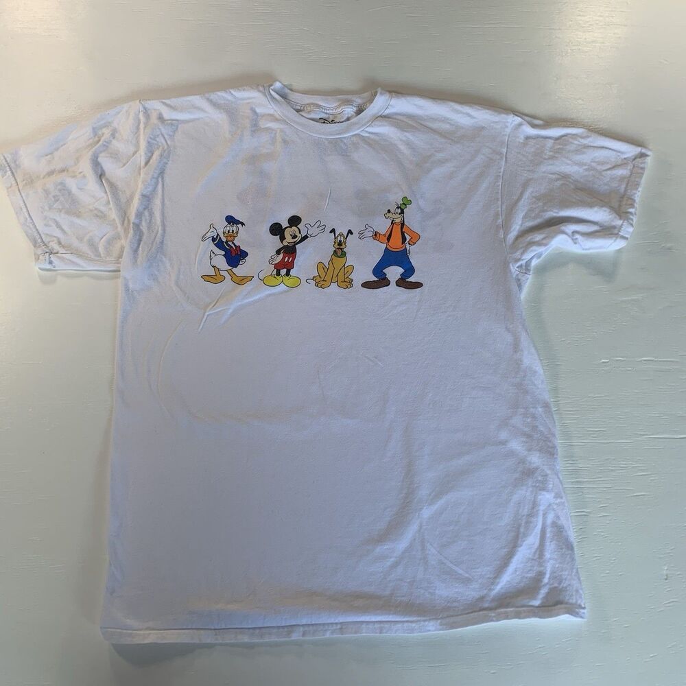 Disney Mikey, Donald Duck, Pluto, Goofy T Shirt Double Sides Size Large